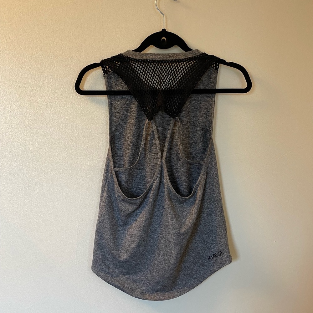 RARE Kiava | Strappy Mesh Racerback Tank | Size XS | Black and Gray - Picture 3 of 7